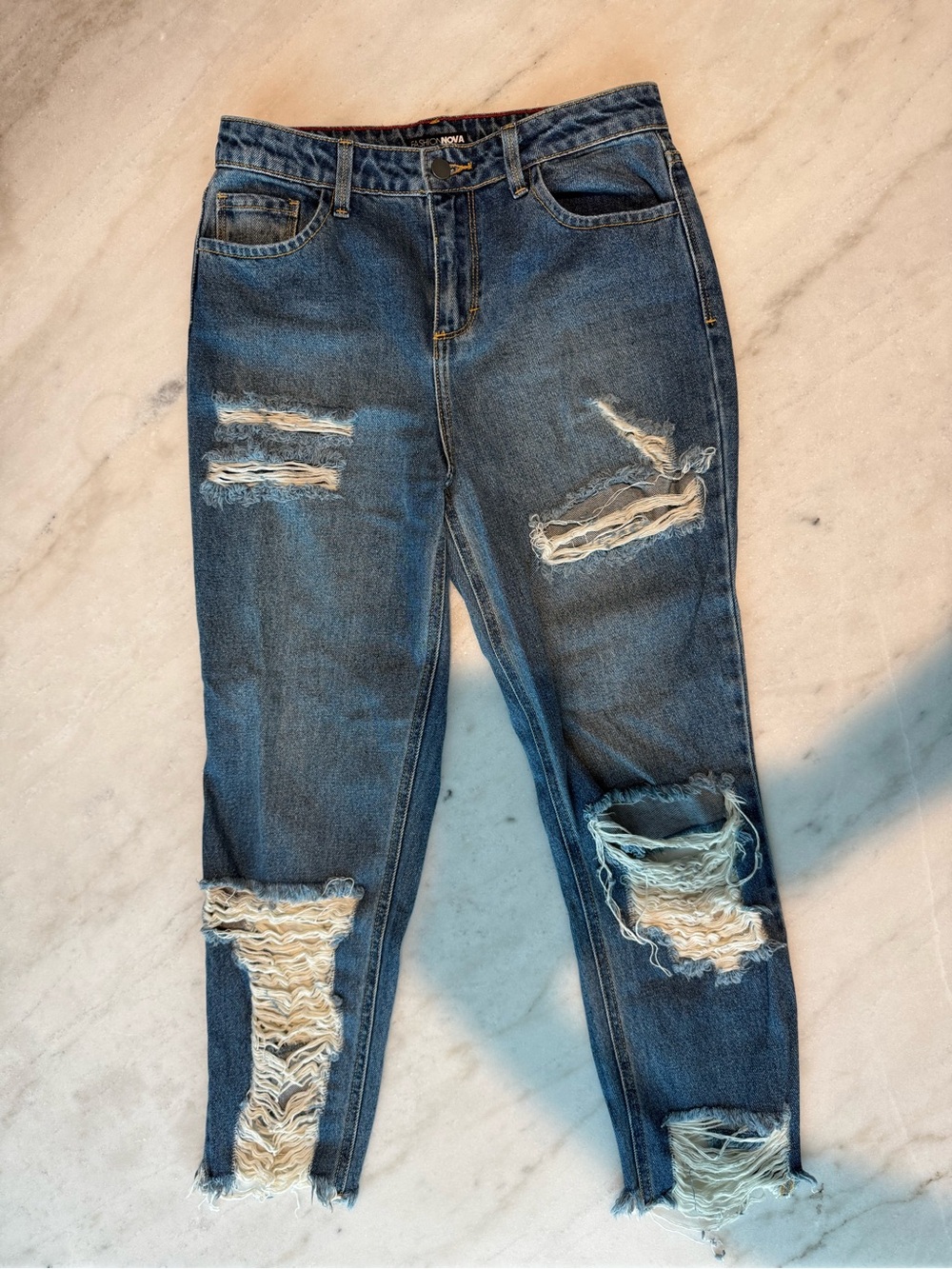 Fashion Nova Distressed Ripped Jeans